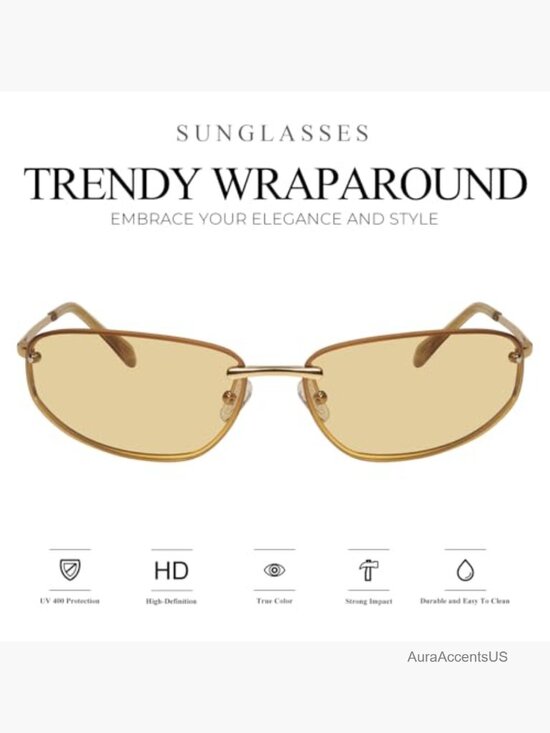 Y2K Retro Wrap Sunglasses Oval Acetate Metal UV400 Protection main image 7